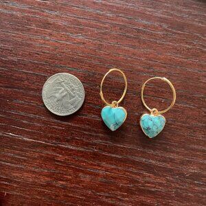 Local Eclectic Cabo Turquoise Heart Mini Hoop Earrings